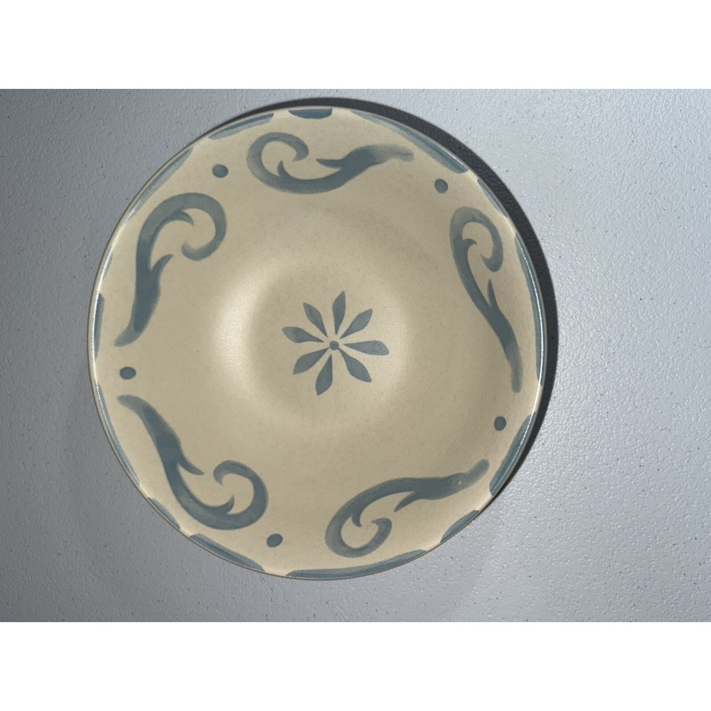 1 BAUM Brothers Lagos Pasta Salad Cereal Bowl 8" Cream With Blue Floral Pattern